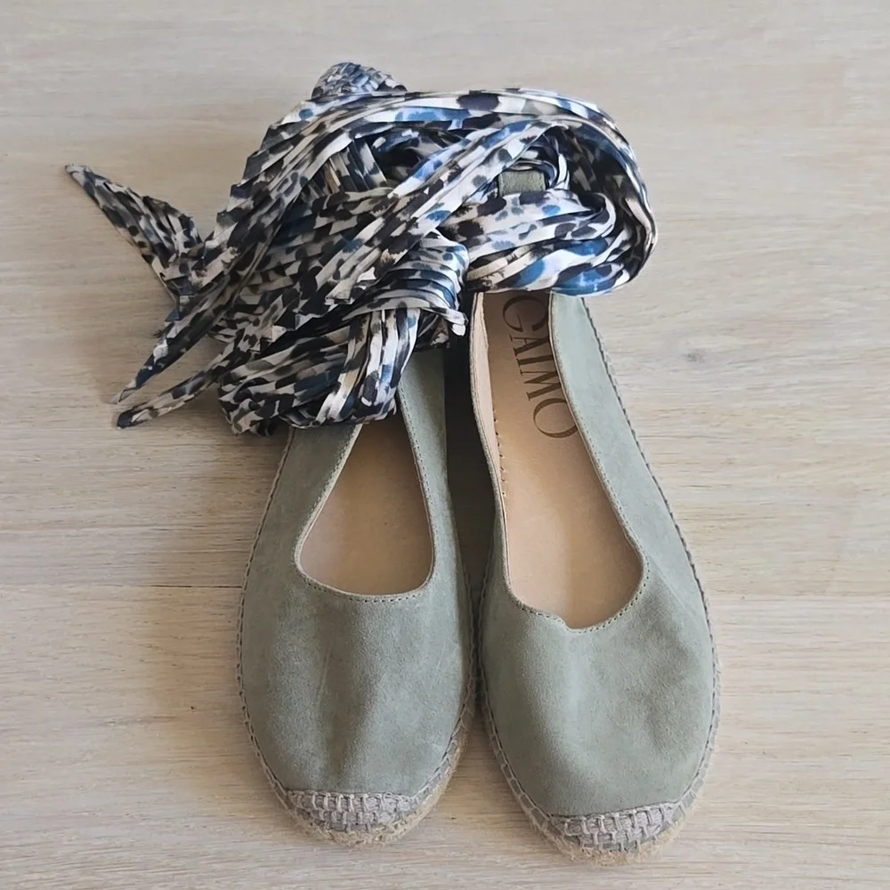 NWT Gaimo Suede Lace Up Espadrille Trellis Sage